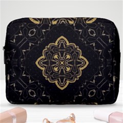 Ornate Black And Gold Make Up Pouch (large) by Dazzleway