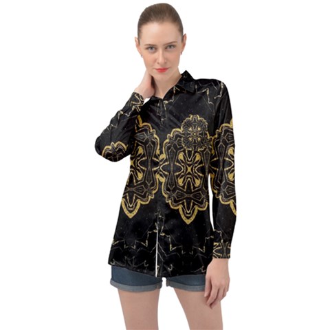 Ornate Black And Gold Long Sleeve Satin Shirt by Dazzleway