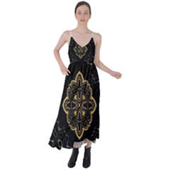 Ornate Black And Gold Tie Back Maxi Dress by Dazzleway