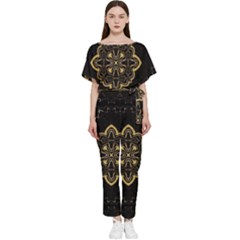 Ornate Black And Gold Batwing Lightweight Jumpsuit