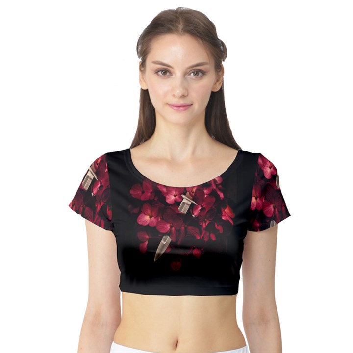 Love Deception Concept Artwork Short Sleeve Crop Top