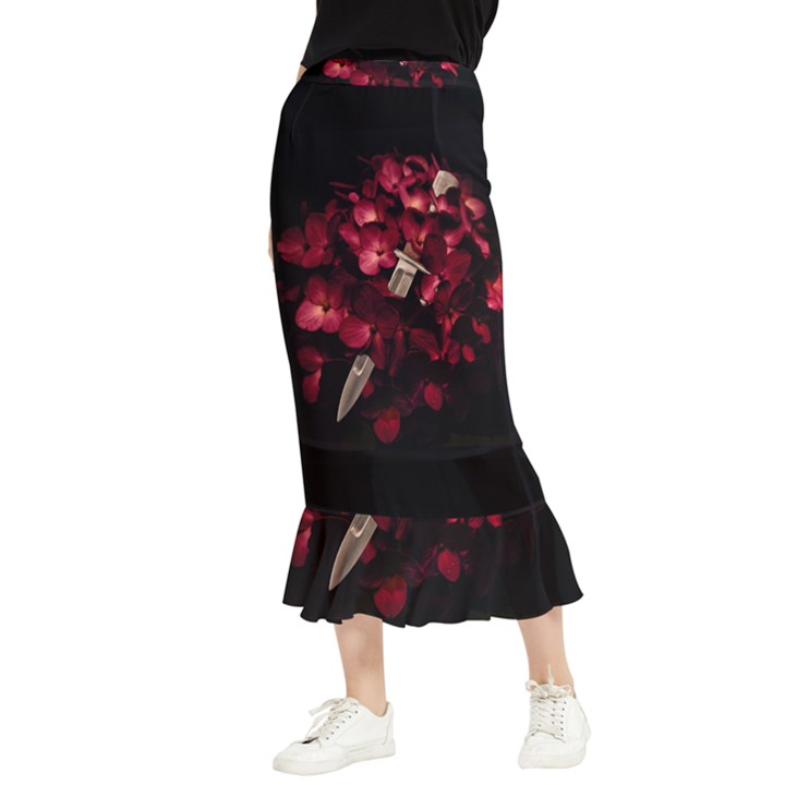 Love Deception Concept Artwork Maxi Fishtail Chiffon Skirt