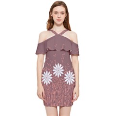 Rose Brown & Terra Cotta Shoulder Frill Bodycon Summer Dress