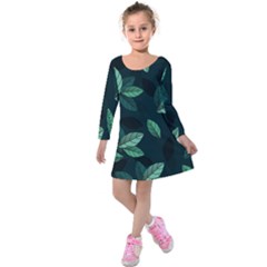 Foliage Kids  Long Sleeve Velvet Dress