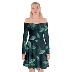 Foliage Off Shoulder Skater Dress