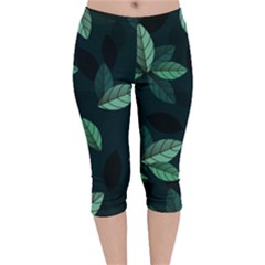 Foliage Velvet Capri Leggings 