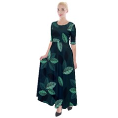 Foliage Half Sleeves Maxi Dress