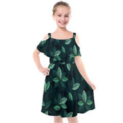 Foliage Kids  Cut Out Shoulders Chiffon Dress