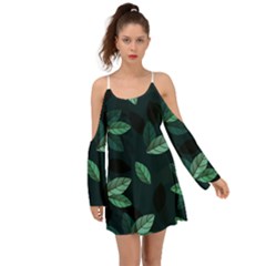 Foliage Kimono Sleeves Boho Dress