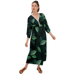 Foliage Grecian Style  Maxi Dress