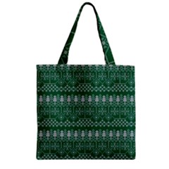 Christmas Knit Digital Zipper Grocery Tote Bag