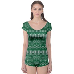 Christmas Knit Digital Boyleg Leotard 