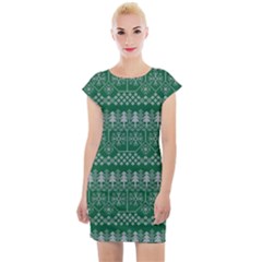 Christmas Knit Digital Cap Sleeve Bodycon Dress