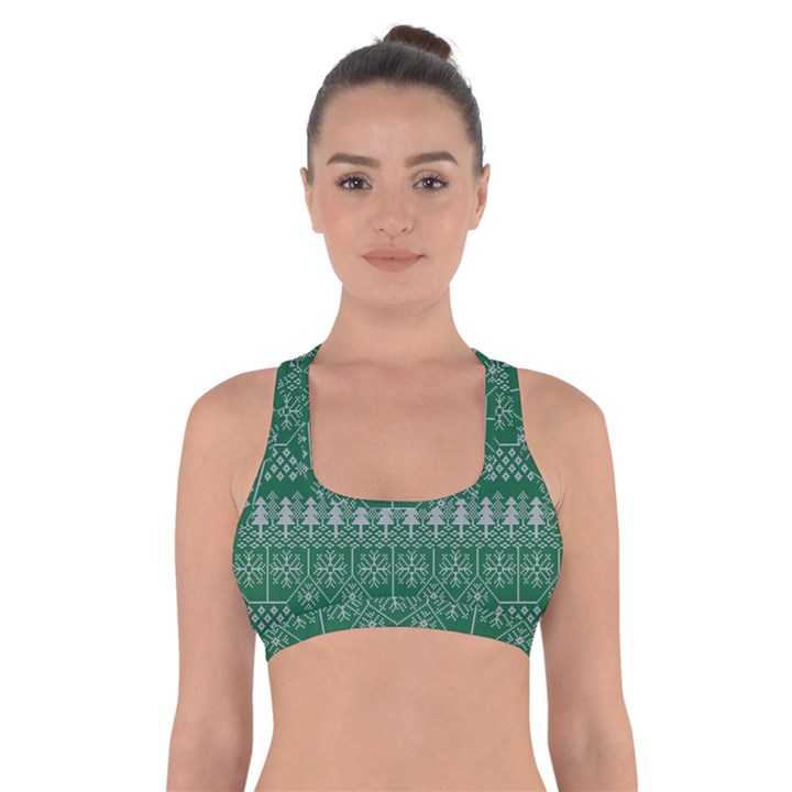 Christmas Knit Digital Cross Back Sports Bra