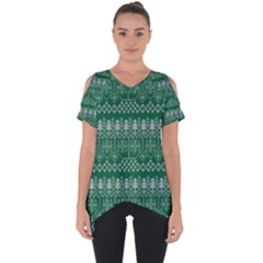 Christmas Knit Digital Cut Out Side Drop Tee