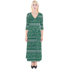 Christmas Knit Digital Quarter Sleeve Wrap Maxi Dress