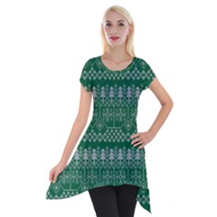 Christmas Knit Digital Short Sleeve Side Drop Tunic