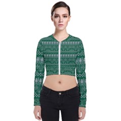 Christmas Knit Digital Long Sleeve Zip Up Bomber Jacket