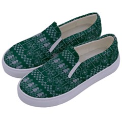 Christmas Knit Digital Kids  Canvas Slip Ons