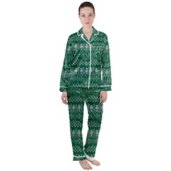 Christmas Knit Digital Satin Long Sleeve Pajamas Set