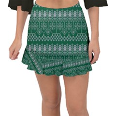 Christmas Knit Digital Fishtail Mini Chiffon Skirt