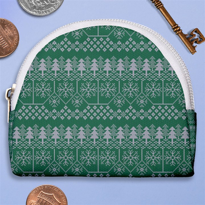 Christmas Knit Digital Horseshoe Style Canvas Pouch