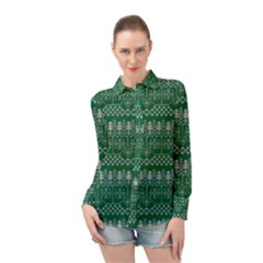 Christmas Knit Digital Long Sleeve Chiffon Shirt