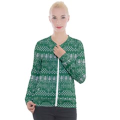 Christmas Knit Digital Casual Zip Up Jacket