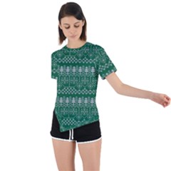 Christmas Knit Digital Asymmetrical Short Sleeve Sports Tee