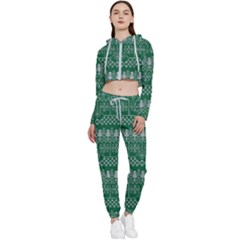 Christmas Knit Digital Cropped Zip Up Lounge Set