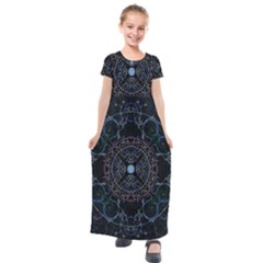 Mandala - 0007 - Complications Kids  Short Sleeve Maxi Dress by WetdryvacsLair