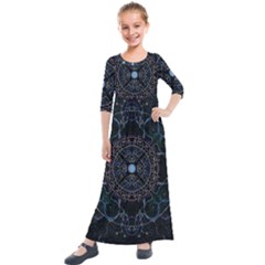 Mandala - 0007 - Complications Kids  Quarter Sleeve Maxi Dress by WetdryvacsLair