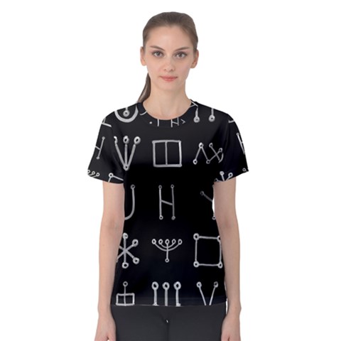 Heinrich Cornelius Agrippa Of Occult Philosophy 1651 Malachim Alphabet Collected Inverted Square Women s Sport Mesh Tee by WetdryvacsLair