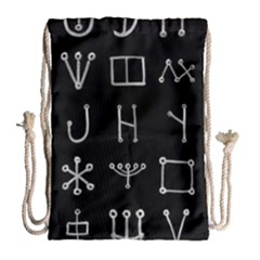 Heinrich Cornelius Agrippa Of Occult Philosophy 1651 Malachim Alphabet Collected Inverted Square Drawstring Bag (large) by WetdryvacsLair