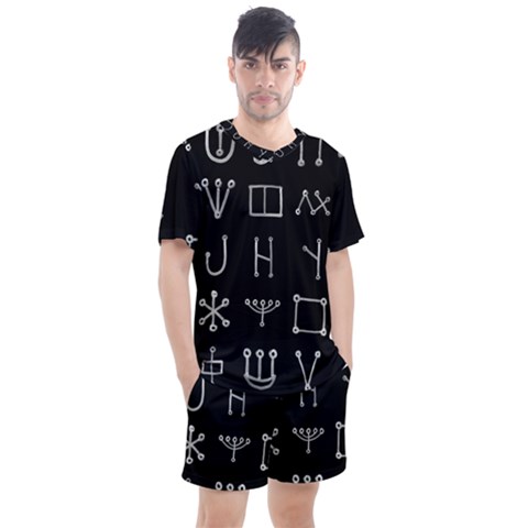 Heinrich Cornelius Agrippa Of Occult Philosophy 1651 Malachim Alphabet Collected Inverted Square Men s Mesh Tee And Shorts Set by WetdryvacsLair