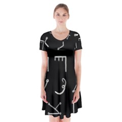 Heinrich Cornelius Agrippa Of Occult Philosophy 1651 Passing Of The River Collected Inverted Square Short Sleeve V-neck Flare Dress by WetdryvacsLair