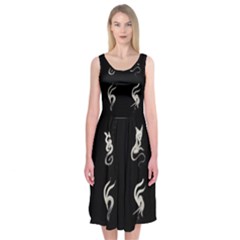 Katzen Cats Midi Sleeveless Dress by WetdryvacsLair