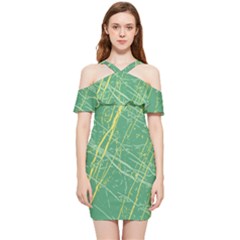 Mint, Green Ash & Illuminating Shoulder Frill Bodycon Summer Dress by Kettukas