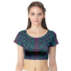 Tree Flower Paradise Of Inner Peace And Calm Pop-art Short Sleeve Crop Top by pepitasart