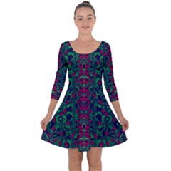 Tree Flower Paradise Of Inner Peace And Calm Pop-art Quarter Sleeve Skater Dress by pepitasart