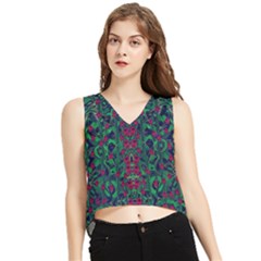 Tree Flower Paradise Of Inner Peace And Calm Pop-art V-neck Cropped Tank Top