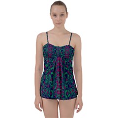 Tree Flower Paradise Of Inner Peace And Calm Pop-art Babydoll Tankini Set by pepitasart