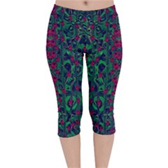 Tree Flower Paradise Of Inner Peace And Calm Pop-art Velvet Capri Leggings  by pepitasart