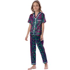 Tree Flower Paradise Of Inner Peace And Calm Pop-art Kids  Satin Short Sleeve Pajamas Set by pepitasart