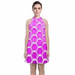 Hexagon Windows Velvet Halter Neckline Dress  by essentialimage