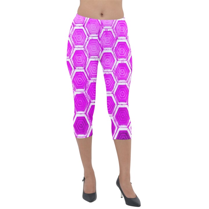 Hexagon Windows Lightweight Velour Capri Leggings 