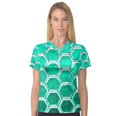 Hexagon Windows V-neck Sport Mesh Tee by essentialimage