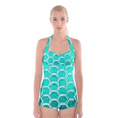 Hexagon Windows Boyleg Halter Swimsuit  by essentialimage