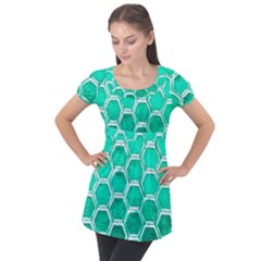 Hexagon Windows Puff Sleeve Tunic Top by essentialimage