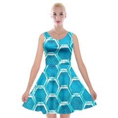 Hexagon Windows Velvet Skater Dress